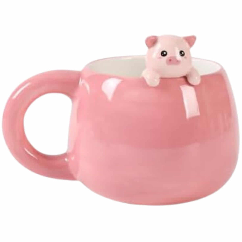 Imagen taza de cerámica con cerdito en el borde 450 ml Imagen taza de cerámica con cerdito en el borde 450 ml