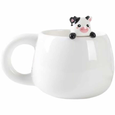 Imagen taza de cerámica con vaca en el borde 450 ml
