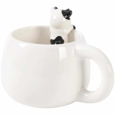 imagen 1 de taza de cerámica con vaca en el borde 450 ml