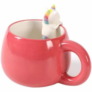 imagen 1 de taza de cerámica con unicornio en el borde 450 ml