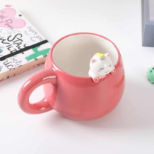 imagen 2 de taza de cerámica con unicornio en el borde 450 ml