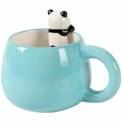 imagen 1 de taza de cerámica con panda en el borde 450 ml