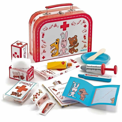 Imagen maletín médico con instrumentos de madera djeco