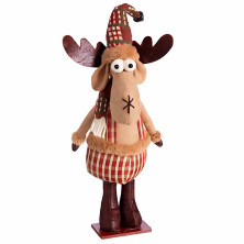RENA DE PÉ EM POLIÉSTER E JUTA 59 CM - ORNAMENTO DE NATAL RÚSTICO E ACOLHEDOR