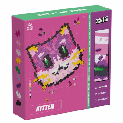 Imagen puzzle by number gatito 500 piezas plus plus