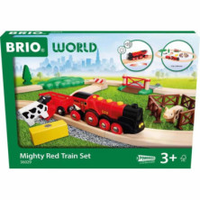 imagen 1 de set tren brio granja con gran locomotora roja