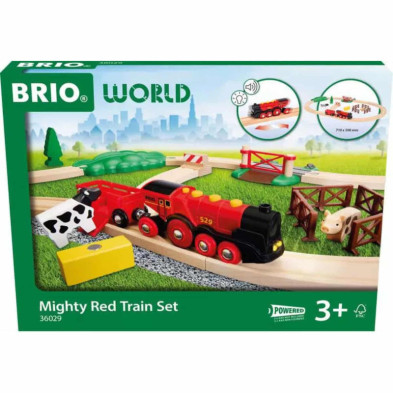 imagen 1 de set tren brio granja con gran locomotora roja