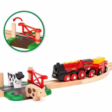 imagen 5 de set tren brio granja con gran locomotora roja