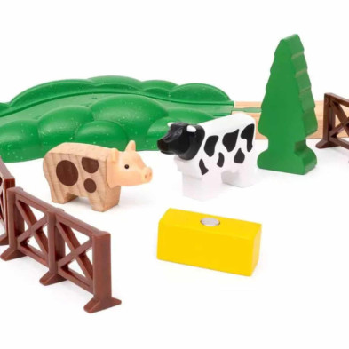 imagen 6 de set tren brio granja con gran locomotora roja