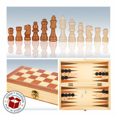 imagen 1 de juego ajedrez damas & backgammon madera 29x29