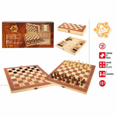 imagen 3 de juego ajedrez damas & backgammon madera 29x29
