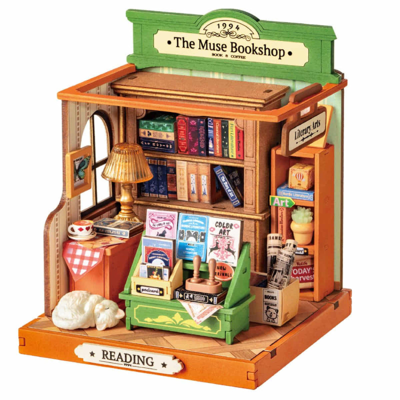 Imagen puzzle de madera the muse bookshop robotime