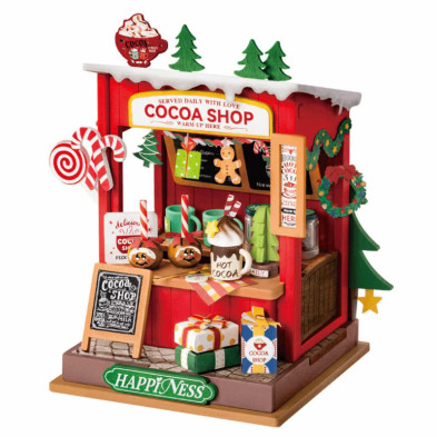 Imagen puzzle de madera cocoa shop robotime