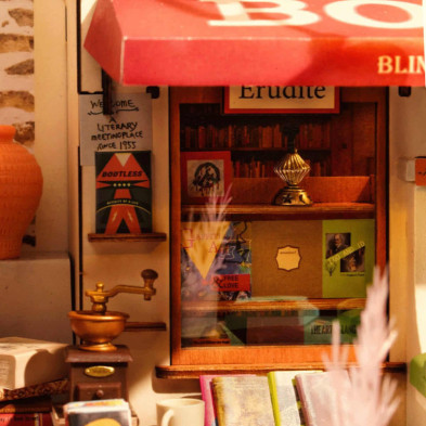imagen 2 de puzzle de madera corner bookstore robotime