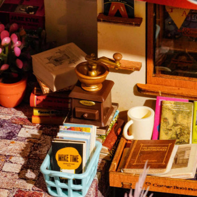 imagen 3 de puzzle de madera corner bookstore robotime