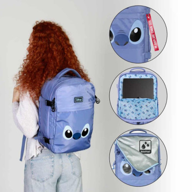 imagen 3 de mochila lilo & stitch mercury azul 40cm