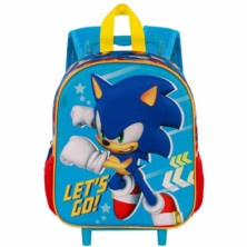 MOCHILA CON CARRO SONIC 3D 34CM