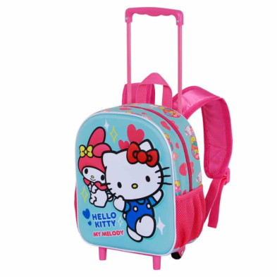 imagen 1 de mochila con carro hello kitty 3d 34cm