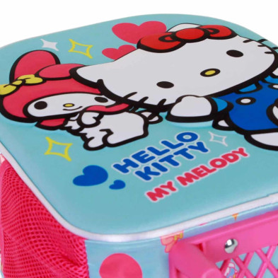 imagen 4 de mochila con carro hello kitty 3d 34cm