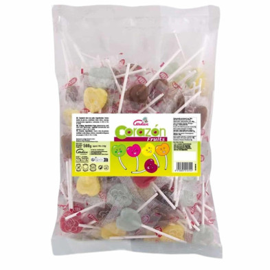 imagen 1 de piruletas mini corazón bolsa 100u sabores surtido