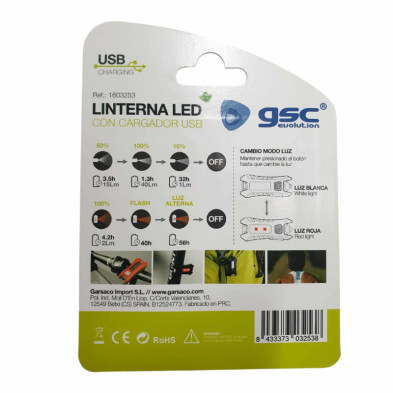 imagen 2 de linterna led con cargador usb - especial deporte