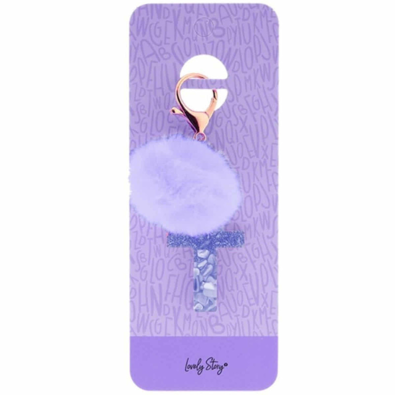 Imagen llavero letra / keychain letter -t purple