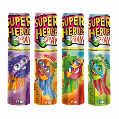 Imagen spray de caramelo super heroes 25ml 24u