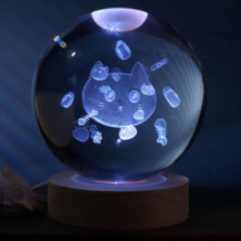Imagen lámpara bola de cristal 3d tema cat