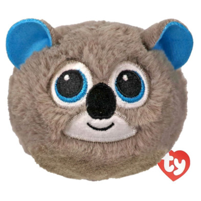 peluche koala redondo con ojos grandes y orejas azules logo ty