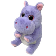 Imagen lateral del peluche hipopótamo morado Beanie Bellies de TY con ojos grandes brillantes