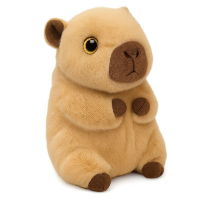 Peluche capibara de 30 cm en tonos beige claro y marrón oscuro