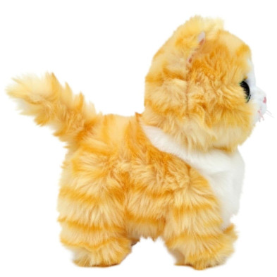 peluche gato naranja y blanco perfil lateral con cola