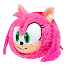 Imagen lateral del peluche Bouncers Sonic Amy de 8 cm mostrando la cara y parte lateral con detalles bordados