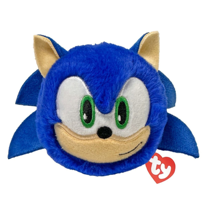 peluche Sonic azul de frente con etiqueta Ty