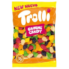 Saco de gomas Trolli Fruit Mix com design multicolorido e selo sem glúten