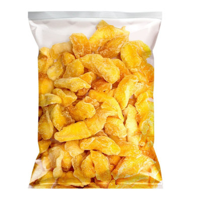 Bolsa de manzana deshidratada en tiras con el producto visible