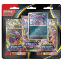 Frontal do blíster JCC Pokémon com três sobres visíveis e carta promocional de Sneasel