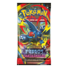 Saco de cartas Pokémon com Greninja e a expansão Megaevolução Fogos Fantasmagóricos