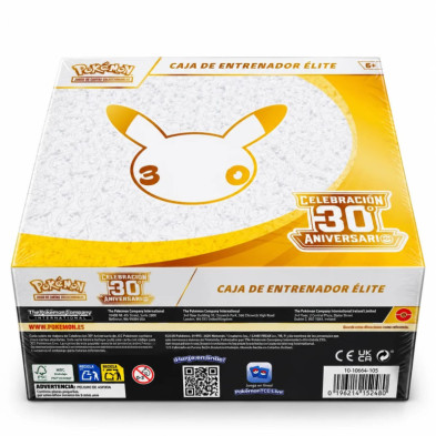 Caixa de Treinador Élite JCC Pokémon Celebração 30.º Aniversário com vista frontal e traseira