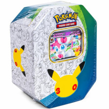 Lata colecionável de Pokémon com janela frontal e design com Pikachu