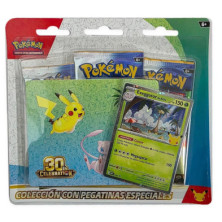 Blíster frontal de JCC Pokémon com boosters