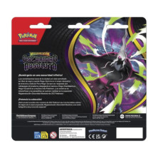 Vista frontal da embalagem de JCC Pokémon Megaevolução Escuridão Absoluta com textos promocionais e aviso de segurança